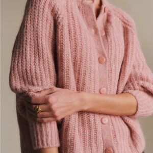 Sézane Emile Pink Button-Up Cardigan
